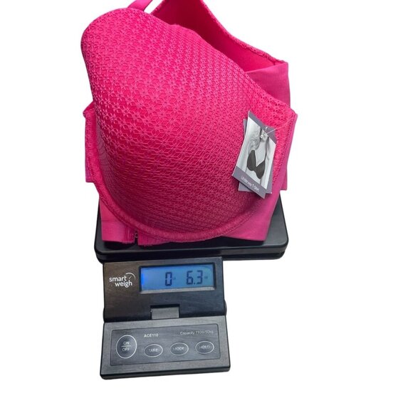 Catherines Underwire T-shirt Bra Floral Hot Pink Fuchsia Lace Textured NEW 50C - Picture 10 of 10